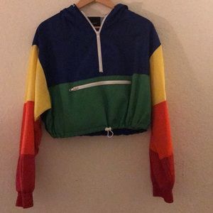 Rainbow hooded rain jacket